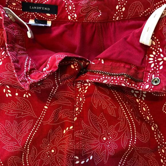 Lands' End Red & White Floral Bandana Print Mini Skirt Adjustable - Girl's 12 - Picture 2 of 8